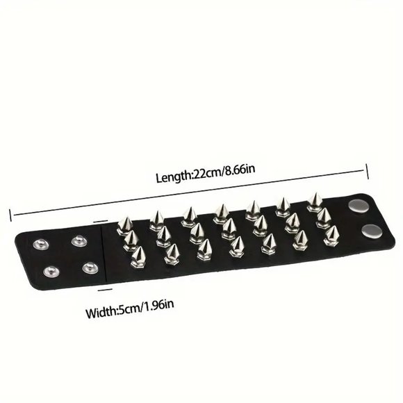 Spike Cuff Bracelet Leather Edgy Rock Punk Rivet Wrist Bangle Goth Scene Rave - Picture 3 of 3